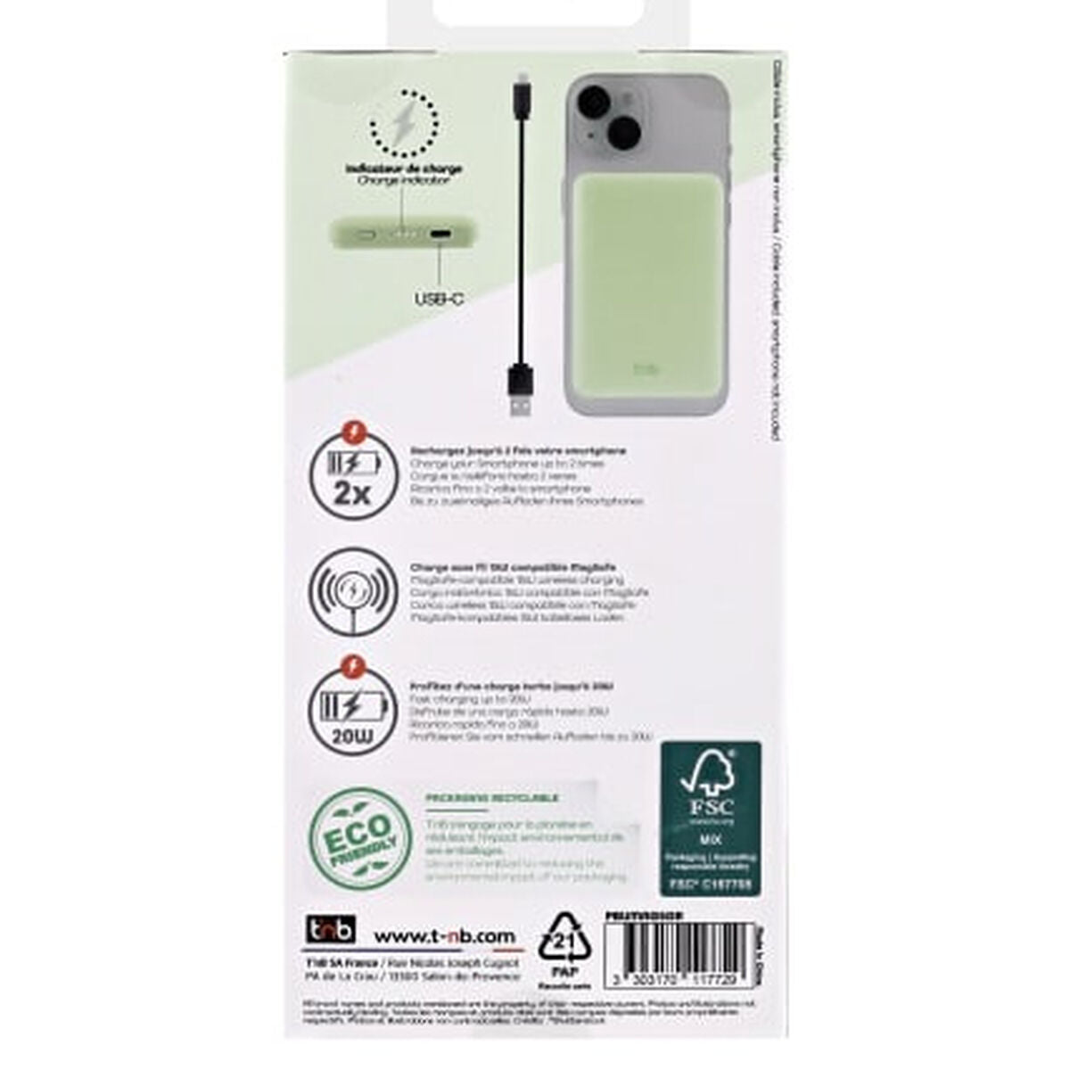 Powerbank T'NB PBUMAG5GR 5000 mAh Green Magsafe-2