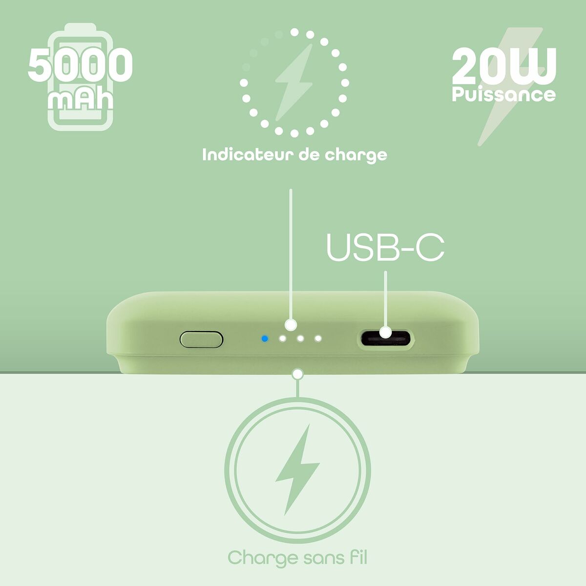 Powerbank T'NB PBUMAG5GR 5000 mAh Green Magsafe-11