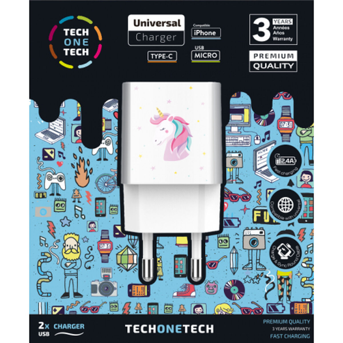 Wall Charger Tech One Tech TEC2501 White (1 Unit)-0