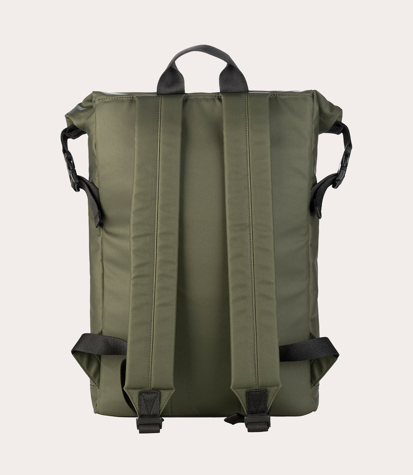 Tucano Rollo Roll‑Top Laptop Backpack – Military Green (Fits up to 15.6″, Waterproof Recycled Fabric)